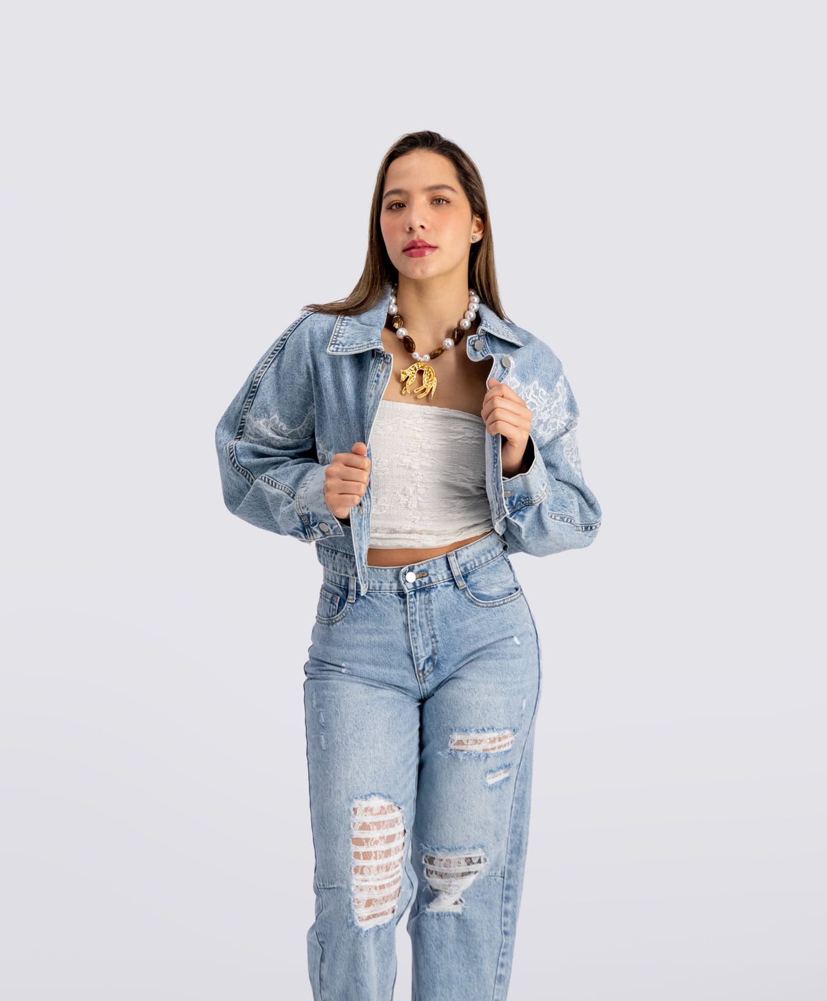 Chamarra LACE DENIM